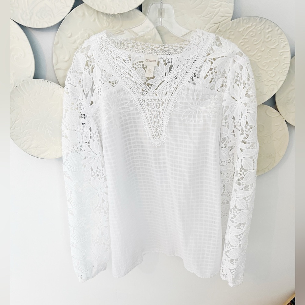 Medium Chicos White Lace Blouse